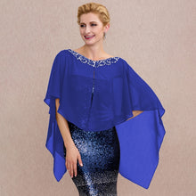 Load image into Gallery viewer, A Touch of Shimmer Chiffon Shawl Evening Cover up- Bridal Shawl-Cape