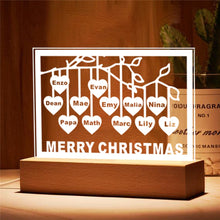 Load image into Gallery viewer, Personalized Family Tree Sign with LED USB Acrylic Night Light - Custom Laser Engraved