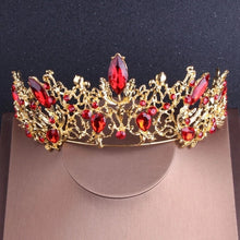 Load image into Gallery viewer, Rose Ruby Red Vintage Rhinestone Tiara and Jewelry Set