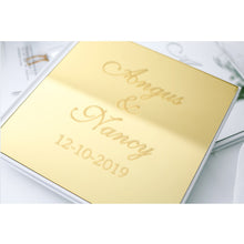 Load image into Gallery viewer, Personalized Fancy Acrylic Mirror Look Guest Book in Gold or Silver