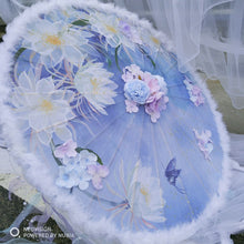 Load image into Gallery viewer, Feathers Flower and Tassel Decorative Bridal Shower Parasol-Umbrella