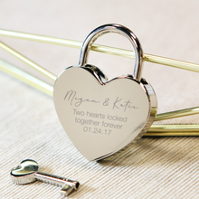 Load image into Gallery viewer, Custom Engraved Heart Shape Padlock with Key-Wedding Keepsake-Gift
