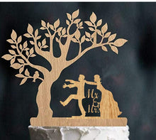 Load image into Gallery viewer, Mr and Mrs Cake Toppers-Bride and Groom with Pets-Wedding Couple Wood Silhouettes