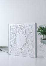 Load image into Gallery viewer, Personalized Fancy Acrylic Mirror Look Guest Book in Gold or Silver