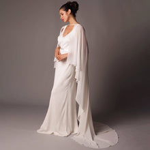 Load image into Gallery viewer, Soft Shoulders and Elegance Chiffon Long Evening Cape-Wedding Wrap or Mis Quince Cape