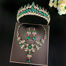 Load image into Gallery viewer, Princesa Crystal Tiaras and Jewelry Sets in Assorted Colors with Rhinestone Earrings with Necklace