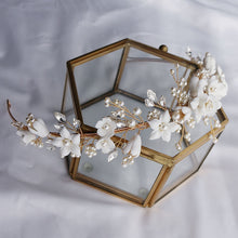Load image into Gallery viewer, White Floral Porcelain Ceramic and Pearl Tiara-Crown