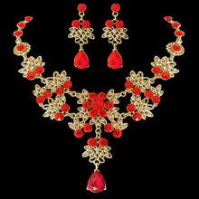Load image into Gallery viewer, Princesa Crystal Tiaras and Jewelry Sets in Assorted Colors with Rhinestone Earrings with Necklace
