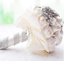 Load image into Gallery viewer, Crystal Jewelry Adorned Wedding Ribbon Bouquet