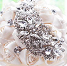 Load image into Gallery viewer, Crystal Jewelry Adorned Wedding Ribbon Bouquet