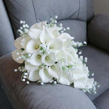 Load image into Gallery viewer, Faux White Calla Wedding Bouquet with Lillies of The Valley