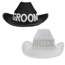 Load image into Gallery viewer, Pearl Detail Bride and Groom Cowboy-Cowgirl Wedding Hats