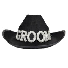 Load image into Gallery viewer, Pearl Detail Bride and Groom Cowboy-Cowgirl Wedding Hats