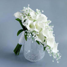 Load image into Gallery viewer, Faux White Calla Wedding Bouquet with Lillies of The Valley