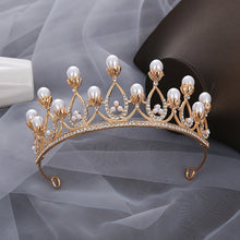 Load image into Gallery viewer, Children Rhinestone and Simulated Pearl Baroque Tiara-Crown for Little Girl