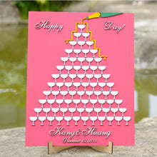 Load image into Gallery viewer, Custom Wedding 3D Wooden Champagne Glass Sign-in Tree - A Guestbook Alternative
