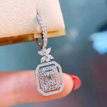 Load image into Gallery viewer, Elegant Fashion Silver Color Dangle Earrings with Shiny CZ Stone for Bride-Bridal Party-Quinceanera-Jewelry Gifts