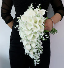 Load image into Gallery viewer, Faux White Calla Wedding Bouquet with Lillies of The Valley