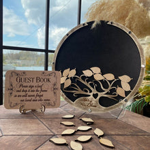 Load image into Gallery viewer, Leaf Design Round Wood Wedding Wish Drop Frame- Guestbook Alternative