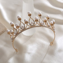 Load image into Gallery viewer, Children Rhinestone and Simulated Pearl Baroque Tiara-Crown for Little Girl