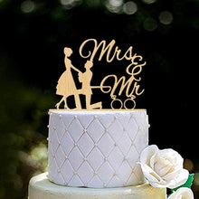 Load image into Gallery viewer, Mr and Mrs Cake Toppers-Bride and Groom with Pets-Wedding Couple Wood Silhouettes
