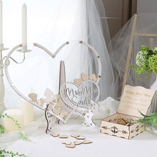 Load image into Gallery viewer, Personalized Romanza Rustic Mr and Mrs Wedding Wish Drop Double Heart Frame - A Guest Book Alternative