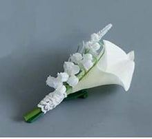 Load image into Gallery viewer, Faux White Calla Wedding Bouquet with Lillies of The Valley