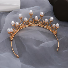 Load image into Gallery viewer, Children Rhinestone and Simulated Pearl Baroque Tiara-Crown for Little Girl