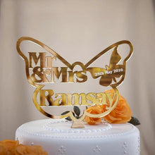 Load image into Gallery viewer, Customized-Personalized Butterfly Shape Wedding Cake Topper for Wedding-Mis Quince Party