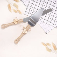 Load image into Gallery viewer, Personalized Rustic Look Wedding Cake Server Set for Wedding Day