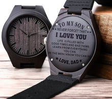 Load image into Gallery viewer, Wood-Engraved Watch for Men- Personalized Watch Gift for Groom-Dad-Groomsmen