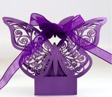 Load image into Gallery viewer, Butterfly Laser Cut Hollow Candy Boxes - Favors - Souvenier Chocolate Box With Ribbon