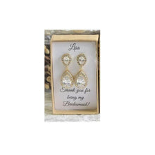 Load image into Gallery viewer, Drop Cubic Zirconia Earrings Gift for Brides Bridesmaids Wedding Quince-Personalized Box