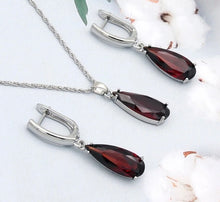 Load image into Gallery viewer, Long Water Drop Dangle Zircon Necklace and Earrings Jewelry Set-Wedding and Quince Party Jewelry