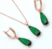 Load image into Gallery viewer, Long Water Drop Dangle Zircon Necklace and Earrings Jewelry Set-Wedding and Quince Party Jewelry