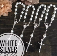Load image into Gallery viewer, Mini Simulated Pearl and Silver Tone or Gold Tone Mini Rosary