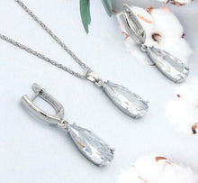 Load image into Gallery viewer, Long Water Drop Dangle Zircon Necklace and Earrings Jewelry Set-Wedding and Quince Party Jewelry