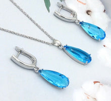 Load image into Gallery viewer, Long Water Drop Dangle Zircon Necklace and Earrings Jewelry Set-Wedding and Quince Party Jewelry