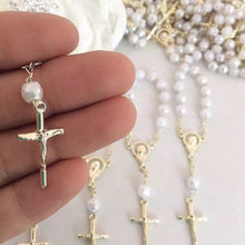 Load image into Gallery viewer, Mini Simulated Pearl and Silver Tone or Gold Tone Mini Rosary