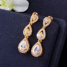 Load image into Gallery viewer, Luxury Cubic Zirconia Gold Tone Charmed Evening Jewelry Fashion Set