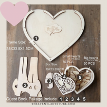 Load image into Gallery viewer, Unique Bridal Decoration Rustic Heart Guest Book Option - Wedding Wishes Frame with Heart Box