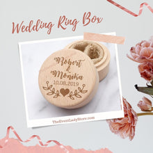 Load image into Gallery viewer, personalized wood wedding ring box