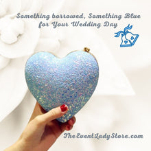 Load image into Gallery viewer, blue bridal heart clutch purse