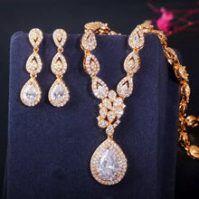 Load image into Gallery viewer, Luxury Cubic Zirconia Gold Tone Charmed Evening Jewelry Fashion Set
