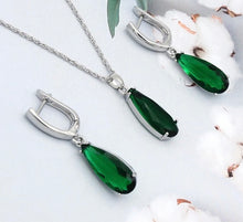 Load image into Gallery viewer, Long Water Drop Dangle Zircon Necklace and Earrings Jewelry Set-Wedding and Quince Party Jewelry