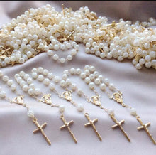 Load image into Gallery viewer, Mini Simulated Pearl and Silver Tone or Gold Tone Mini Rosary