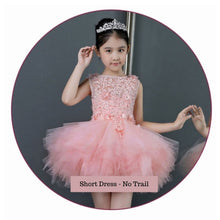 Load image into Gallery viewer, Glitz Long Trailing Pink Flower Girls Dress for Wedding or Special Occasion