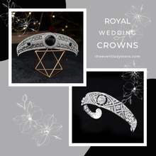 Load image into Gallery viewer, Gorgeous Black Stone and Rhinestone Crown Tiara Meghan Markle Inspired Wedding Hair Jewelry