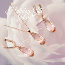 Load image into Gallery viewer, Long Water Drop Dangle Zircon Necklace and Earrings Jewelry Set-Wedding and Quince Party Jewelry