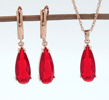 Load image into Gallery viewer, Long Water Drop Dangle Zircon Necklace and Earrings Jewelry Set-Wedding and Quince Party Jewelry